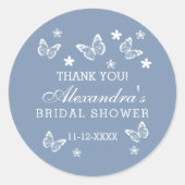 Butterfly Dusty Blue Vrijgezellenfeest Dank u Ronde Sticker (Voorkant)