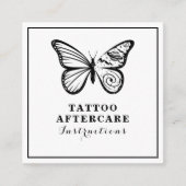 Butterfly & Earths Tattoo Nazorg Instructies Vierkante Visitekaartje (Voorkant)