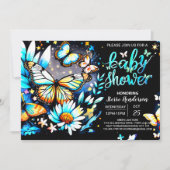 Butterfly Editable Blue Boy Baby shower Kaart (Voorkant)