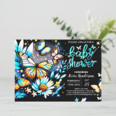 Butterfly Editable Blue Boy Baby shower Kaart (Staand voorkant)