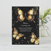 Butterfly eerste verjaardag uitnodiging (Staand voorkant)