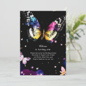 Butterfly eerste verjaardag uitnodiging (Staand voorkant)