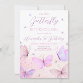 Butterfly eerste verjaardag uitnodiging (Voorkant)