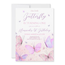 Butterfly eerste verjaardag uitnodiging