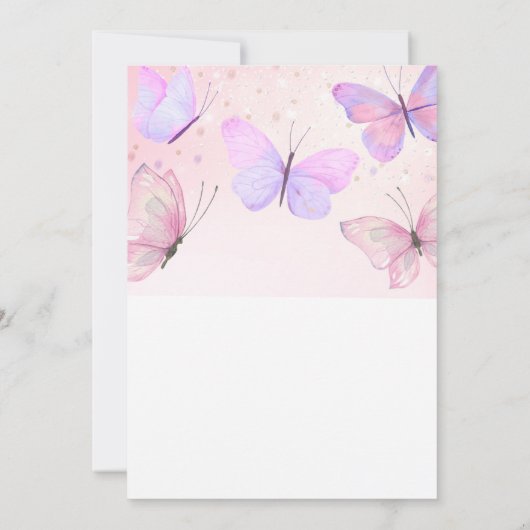 Butterfly eerste verjaardag uitnodiging (Achterkant)