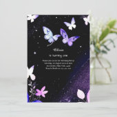 Butterfly eerste verjaardag uitnodiging (Staand voorkant)