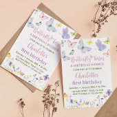 Butterfly Eerste Verjaardag Uitnodiging Wildflower