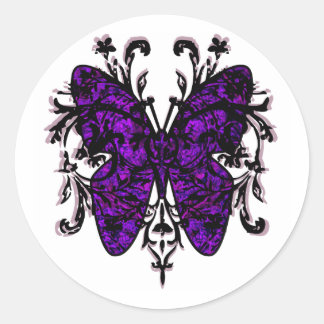 Butterfly-effect (paars) ronde sticker