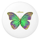 Butterfly Eigen naam Emerald Paarse Ceramic Knob. Keramische Knop (Voorkant)