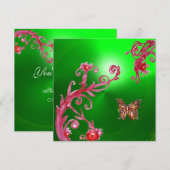 BUTTERFLY EMERALD GREEN felroze, rood Kaart (Voorkant / Achterkant)