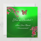 BUTTERFLY EMERALD GREEN felroze, rood Kaart (Achterkant)