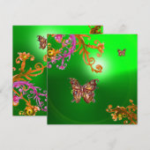 BUTTERFLY EMERALD GREEN, helderroze geel bruin Kaart (Voorkant / Achterkant)