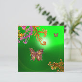 BUTTERFLY EMERALD GREEN, helderroze geel bruin Kaart (Staand voorkant)