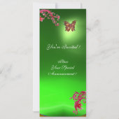 BUTTERFLY EMERALD, groen lichtrood roze violet Kaart (Achterkant)