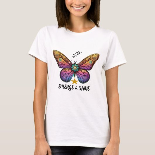 Butterfly Emerge en Shine T-shirt (Voorkant)
