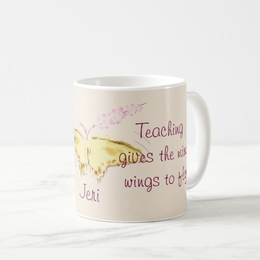 Butterfly en Cherry Blossom Custom Teacher's Mok (Voorkant rechts)