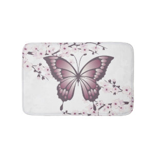 Butterfly en Cherry Blossom Mauve Badmat