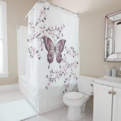 Butterfly en Cherry Blossom Mauve Douchegordijn (In situ)