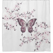 Butterfly en Cherry Blossom Mauve Douchegordijn (Voorkant)