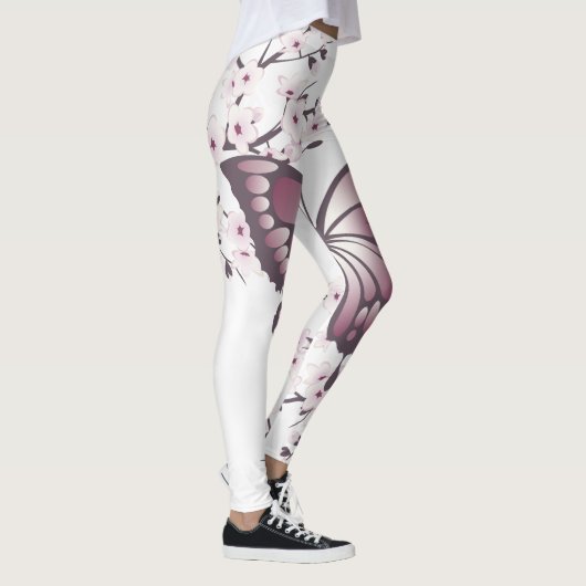 Butterfly en Cherry Blossom Mauve Leggings (Rechts)