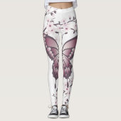 Butterfly en Cherry Blossom Mauve Leggings (Voorkant)
