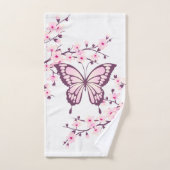 Butterfly en Cherry Blossom Pink White Bad Handdoek (Handdoek)