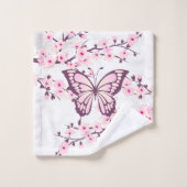 Butterfly en Cherry Blossom Pink White Bad Handdoek (Wasdoekje)