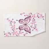 Butterfly en Cherry Blossom Pink White Bad Handdoek (Handdoek)