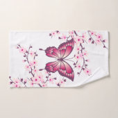 Butterfly en Cherry Blossom Pink White Handdoek (Handdoek)