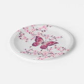 Butterfly en Cherry Blossom Pink White Papieren Bordje (Gekanteld)