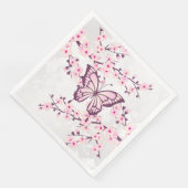 Butterfly en Cherry Blossom Pink White Servet (Hoek)