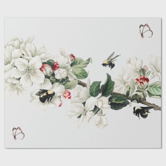 BUTTERFLY EN CHERRY BLOSSON Wrapping Paper Cadeaupapier (Vlak)