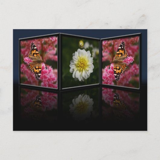 Butterfly en Dahlia Briefkaart (Voorkant)