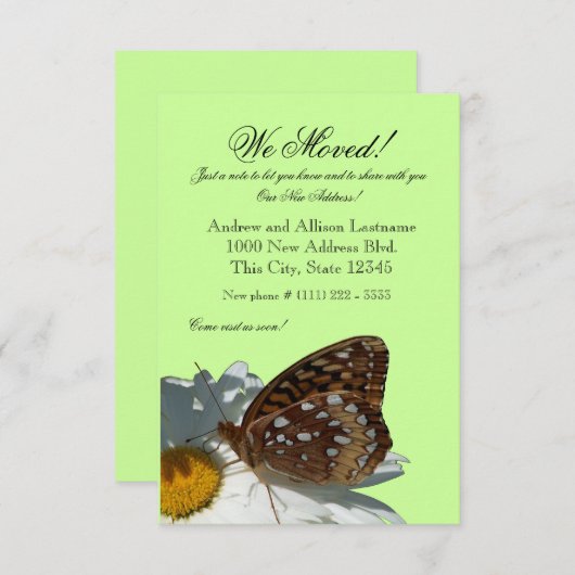 Butterfly en Daisy nieuwe adresaankondiging Aankondiging (Voorkant / Achterkant)