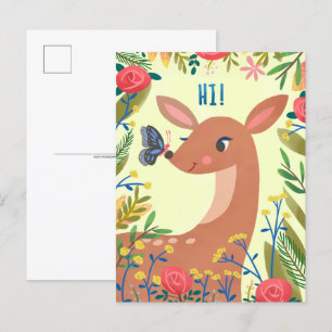 Butterfly en Deer Briefkaart