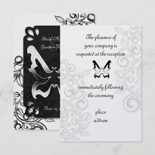Butterfly en Flourish Reception Card Kaart (Voorkant / Achterkant)