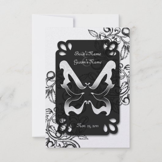 Butterfly en Flourish Reception Card Kaart (Achterkant)
