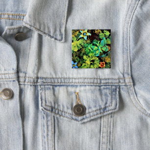 Butterfly en Flower Rodilius Badge Vierkante Button 5,1 Cm