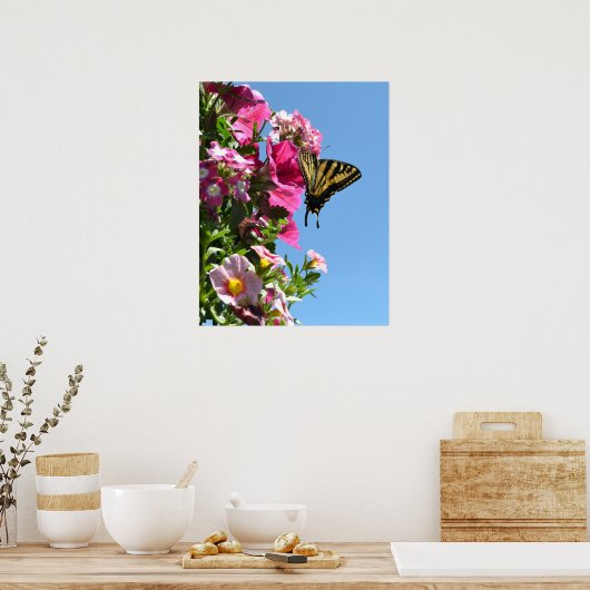 Butterfly en Flowers II Poster (Keuken)