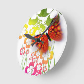 Butterfly en Flowers Wall Clock Ronde Klok (Hoek)