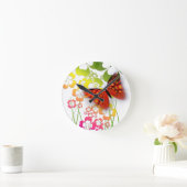 Butterfly en Flowers Wall Clock Ronde Klok (Huis)