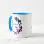 Butterfly en Flowers Wreatcustom quote and name Mok (Voorkant links)