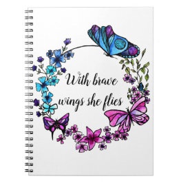 Butterfly en Flowers Wreatcustom quote Notitieboek