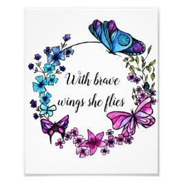 Butterfly en Flowers Wreatcustom quote of name Foto Afdruk