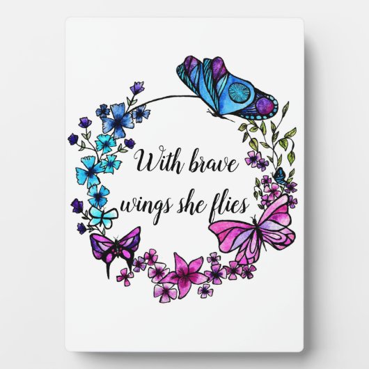 Butterfly en Flowers Wreatcustom quote of name Fotoplaat (voorkant)