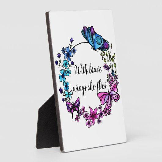 Butterfly en Flowers Wreatcustom quote of name Fotoplaat (Zijkant)