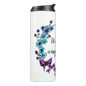 Butterfly en Flowers Wreatcustom quote of name Thermosbeker (Gedraaid links)