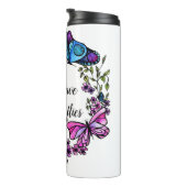 Butterfly en Flowers Wreatcustom quote of name Thermosbeker (Geroteerd rechts)