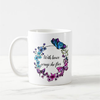Butterfly en Flowers Wreatquote en douanenaam Koffiemok