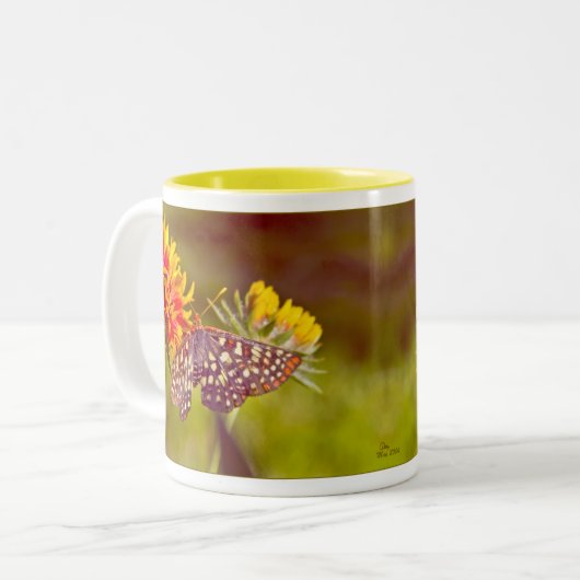 Butterfly en Gaillardia Tweekleurige Koffiemok (Voorkant links)